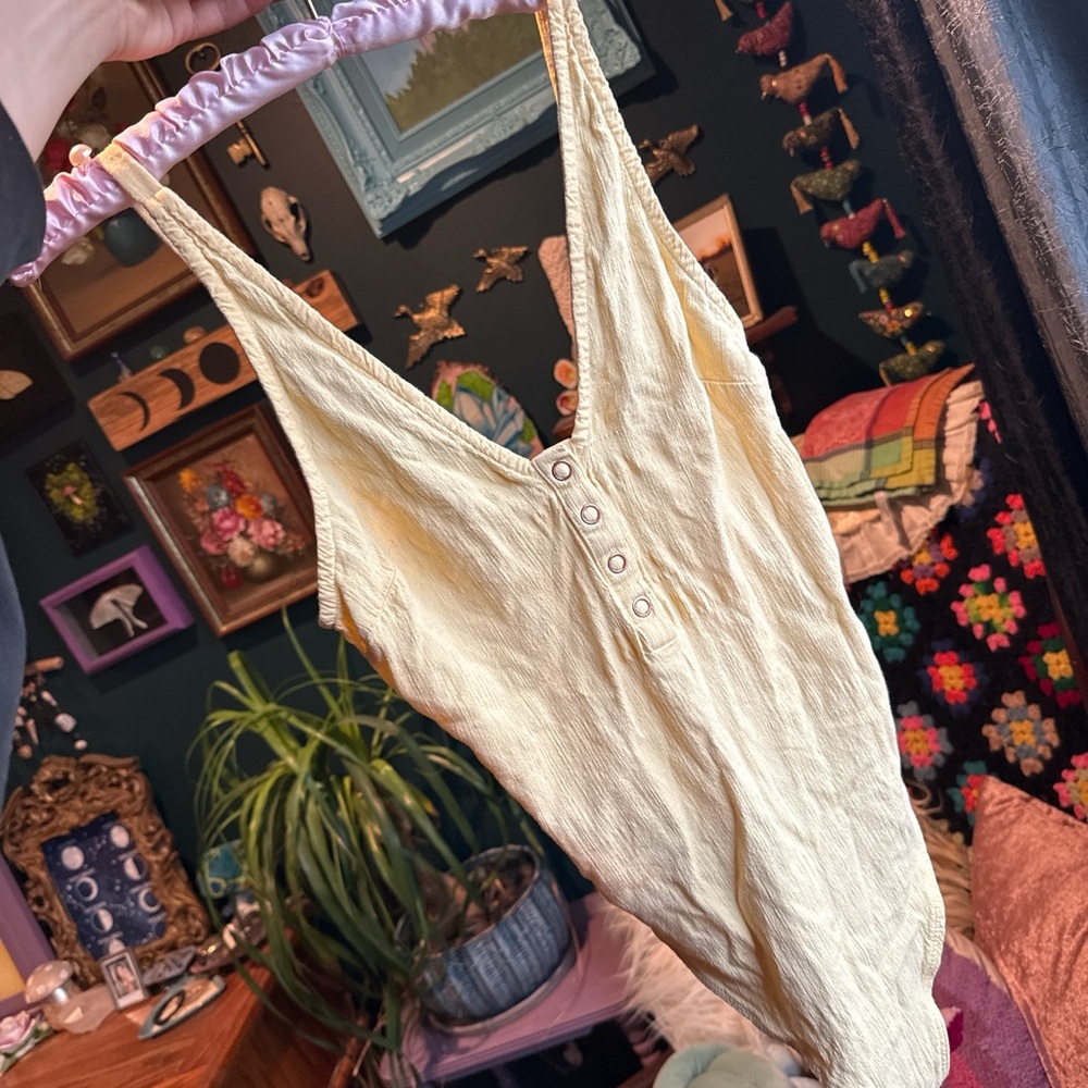 Free People butter yellow Bodysuit